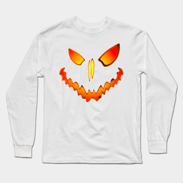 Spooky Jack O Lantern Face Long Sleeve T-Shirt by Packrat